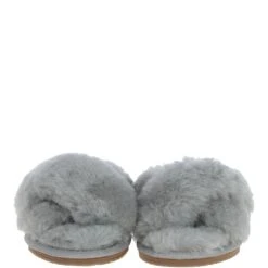 Ladies Sheepskin Crossover Slippers Grey: FCS