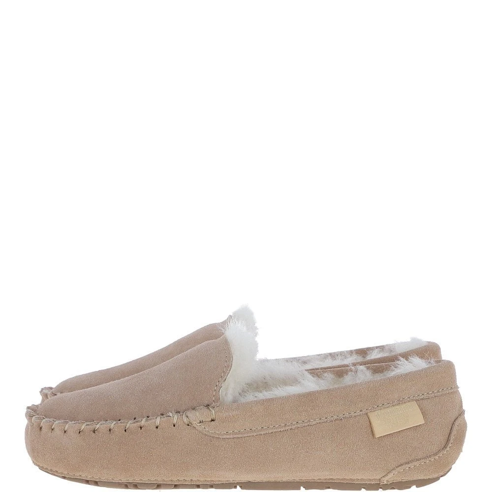 Ladies Suede Sheepskin Loafers Beige: FLSL - Image 2