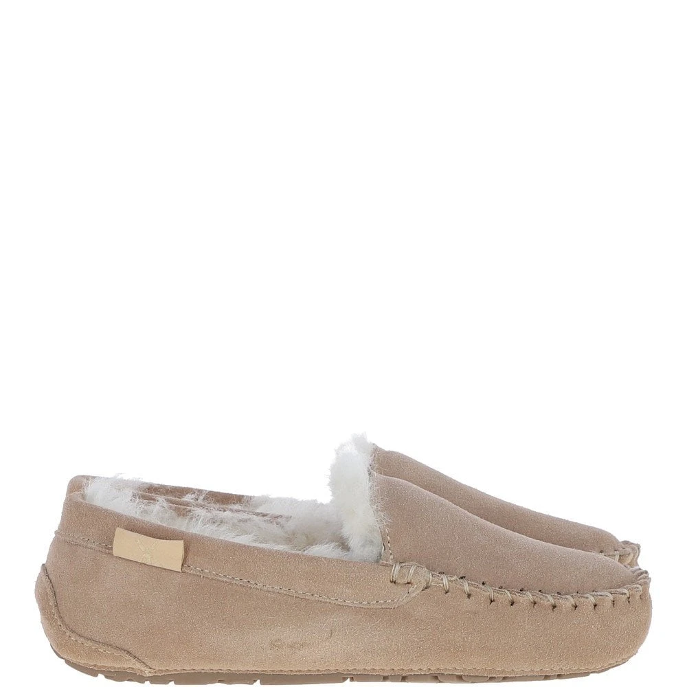 Ladies Suede Sheepskin Loafers Beige: FLSL - Image 4