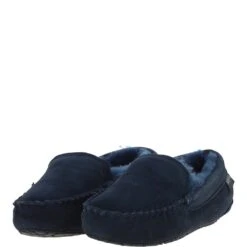 Ladies Suede Sheepskin Loafers Navy: FLSL