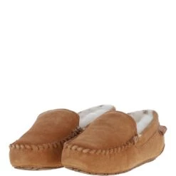 Ladies Suede Sheepskin Loafers Tan: FLSL