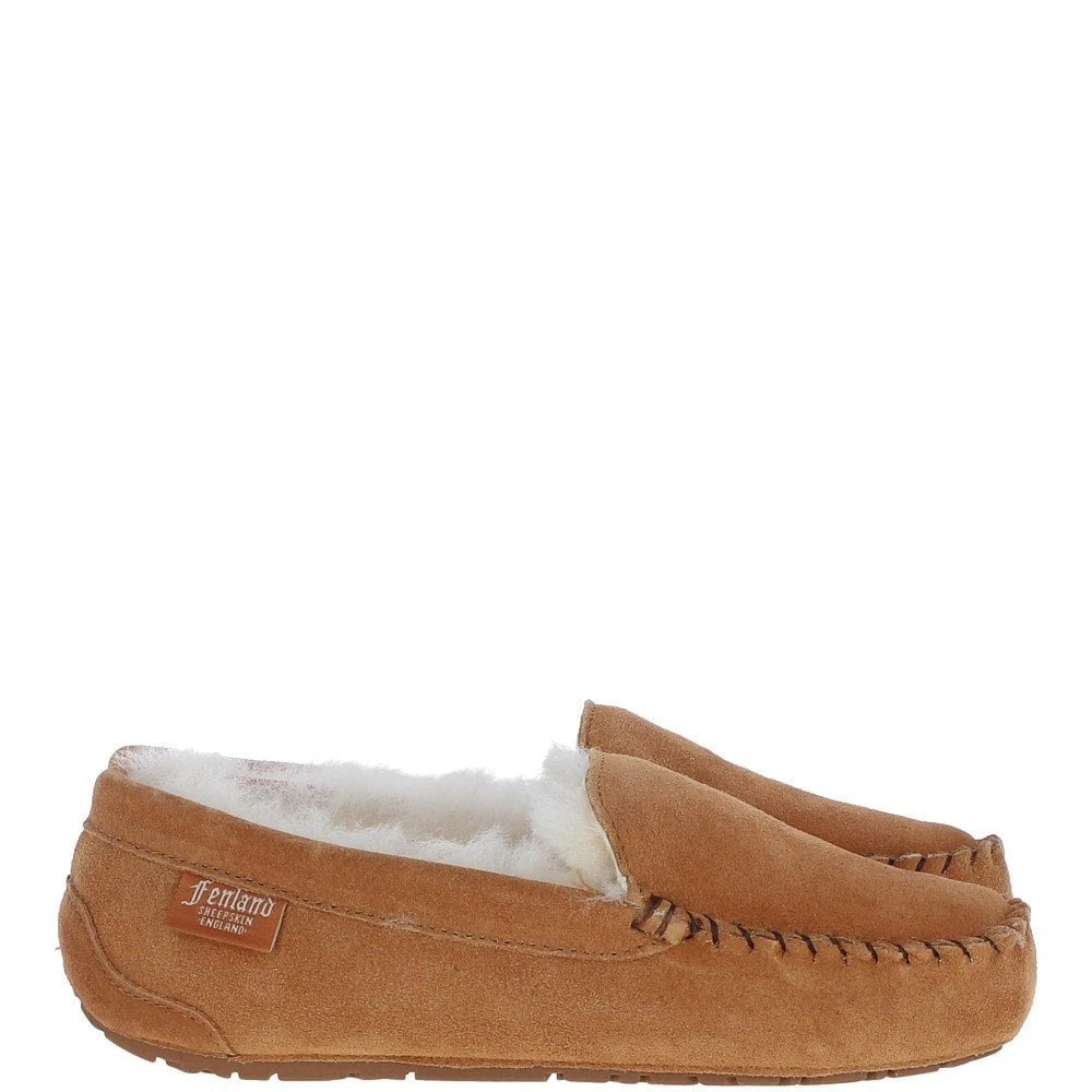 Ladies Suede Sheepskin Loafers Tan: FLSL - Image 4