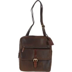 Medium Cow Oily Leather Messenger Bag Brown/Brandy Buff: FEN-783