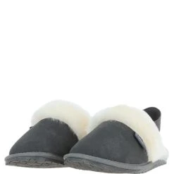 Real Sheepskin Wool Mule Slippers Grey: Elena