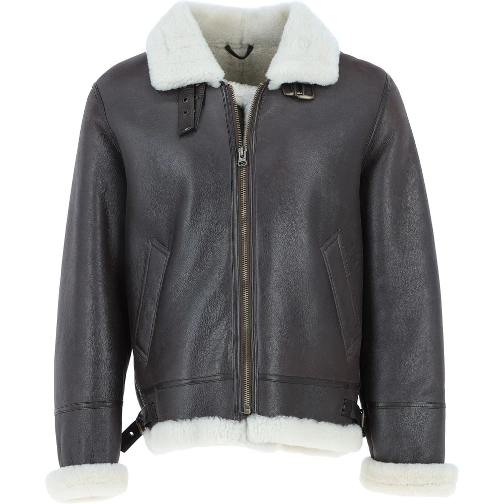 Sheepskin Flying Jacket Brown/Cream: Fen B3