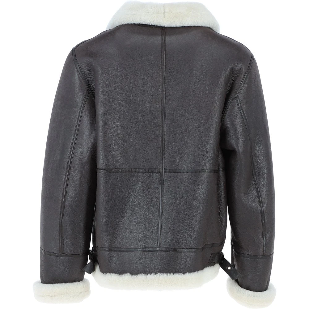 Sheepskin Flying Jacket Brown/Cream: Fen B3 - Image 3