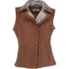 Fitted Leather Gilet With Faux Fur Collar Tan : Cumbria