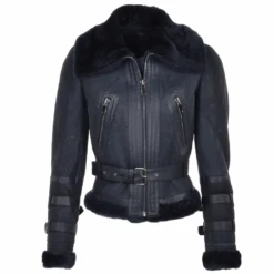 Fitted Sheepskin Aviator Flying Jacket Navy: Winnipeg