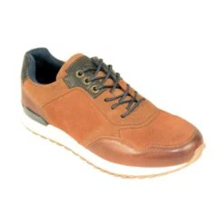 Classic Lace-up Style Trainers Tan/Navy: LC CHICAGO