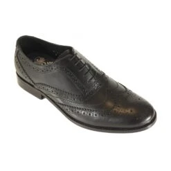 Classic Men's Leather Brogue Shoe Black: LC DIEGO