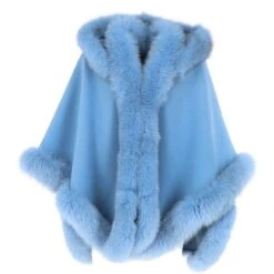 Fur Poncho Baby Blue: Sian