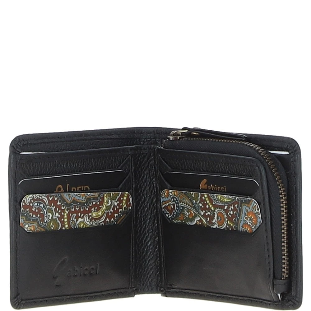 Leather 6 Card Billfold Wallet Black: GB-804