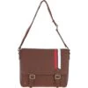 Leather Messenger Bag With Striped Detail Tan: GB-64951