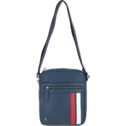 Mens Leather Messenger Bag Navy: GB-64952