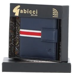 Small Leather 6 Card Billfold Wallet Navy: GB-121-SC