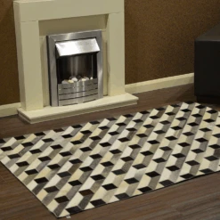 Hair On Hide Rug Gray/Charcoal : Mehari