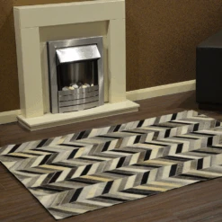 Hair On Hide Rug Light Grey/ Charcoal : Mehari