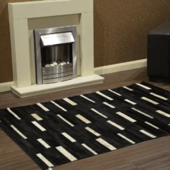 Hair On Hide Rug Neutral/Blk : Mehari