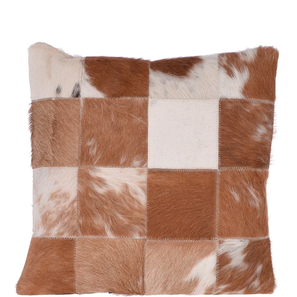 Hair On Hide Square Cushion : Tan Multi