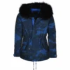 Hooded Raccoon Fur Camouflage Parka Blue/blk: Nemesis