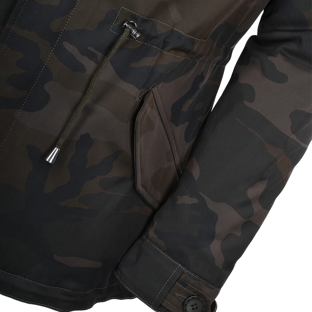 Hooded Raccoon Fur Camouflage Parka Khaki Green : Nemesis - Image 4