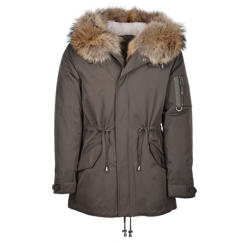 Hooded Racoon Tipped Fur Parka With Removable Fur Trim Lining : Cronos