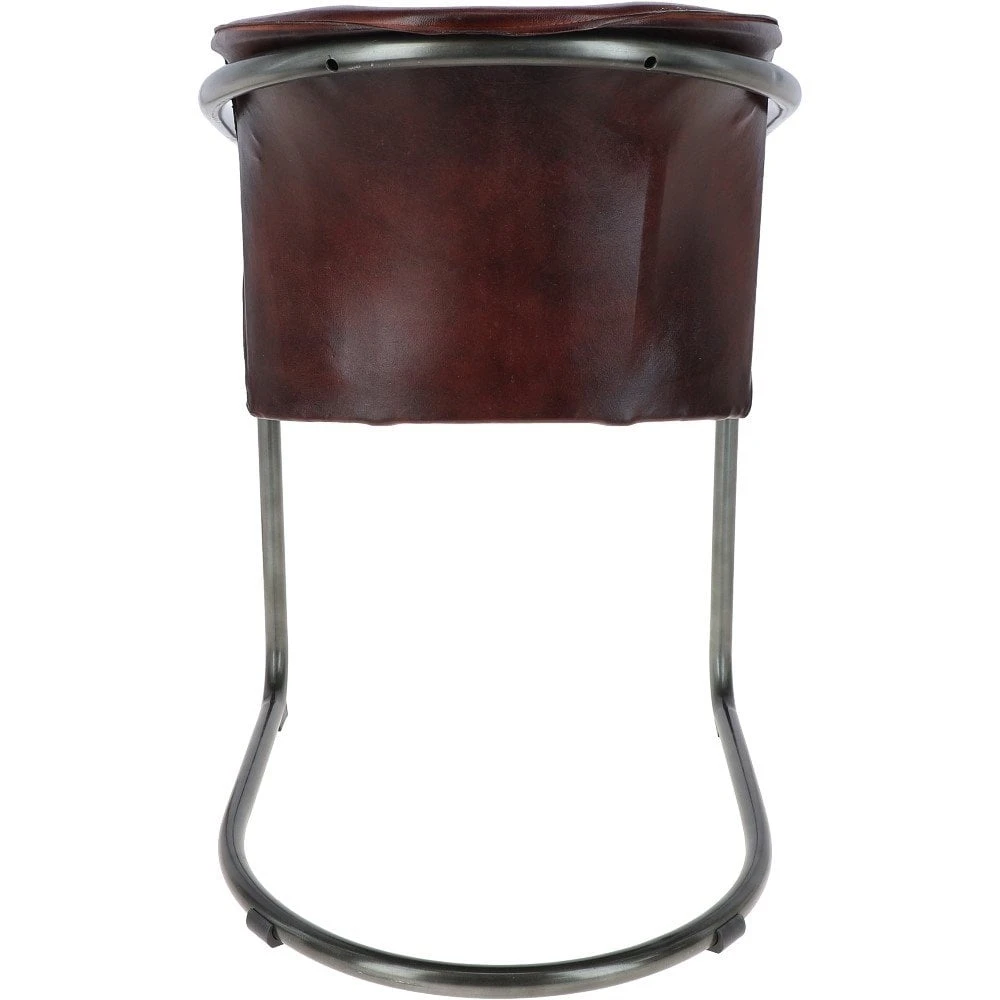 Industrial Metal Frame Chair With Leather Bucket Seat Cognac: HD-F-2973 - Image 3