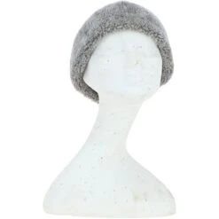 Ladies Luxury Leather And Sheepskin Hat Light Grey: KB-496