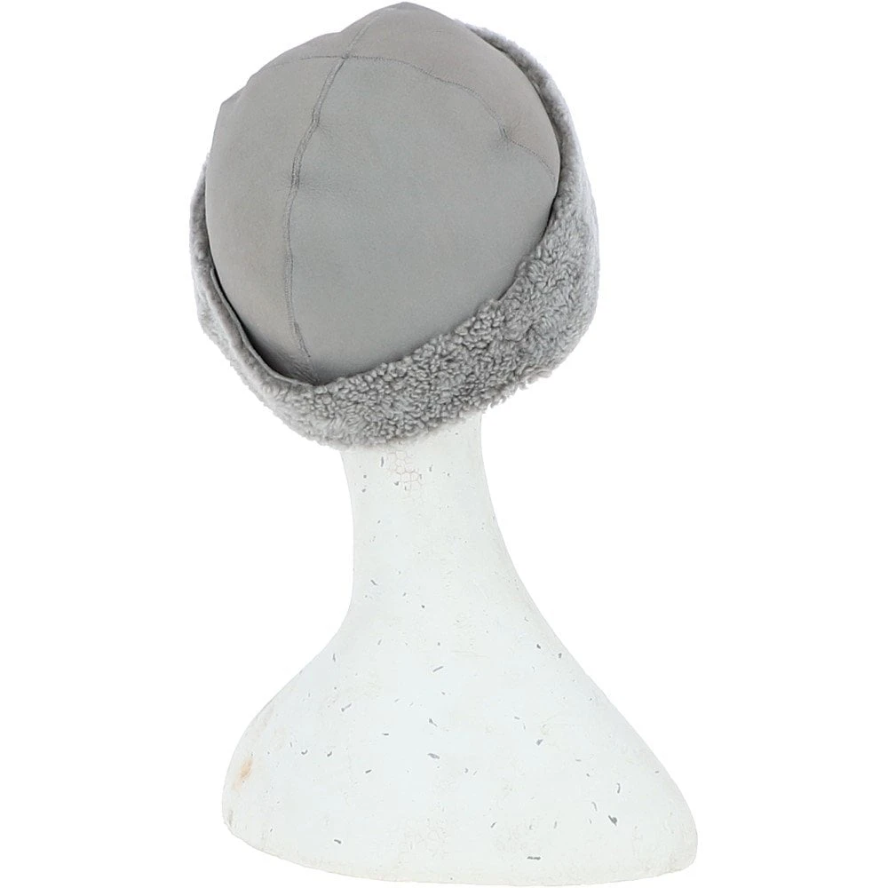 Ladies Luxury Leather And Sheepskin Hat Light Grey: KB-496 - Image 2