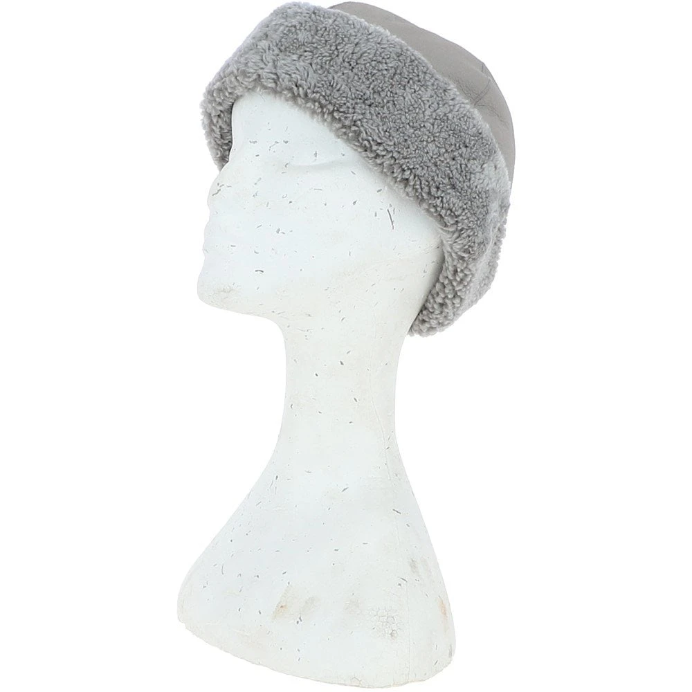Ladies Luxury Leather And Sheepskin Hat Light Grey: KB-496 - Image 3