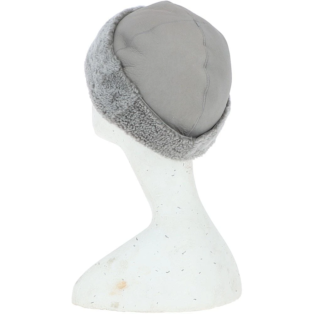 Ladies Luxury Leather And Sheepskin Hat Light Grey: KB-496 - Image 4