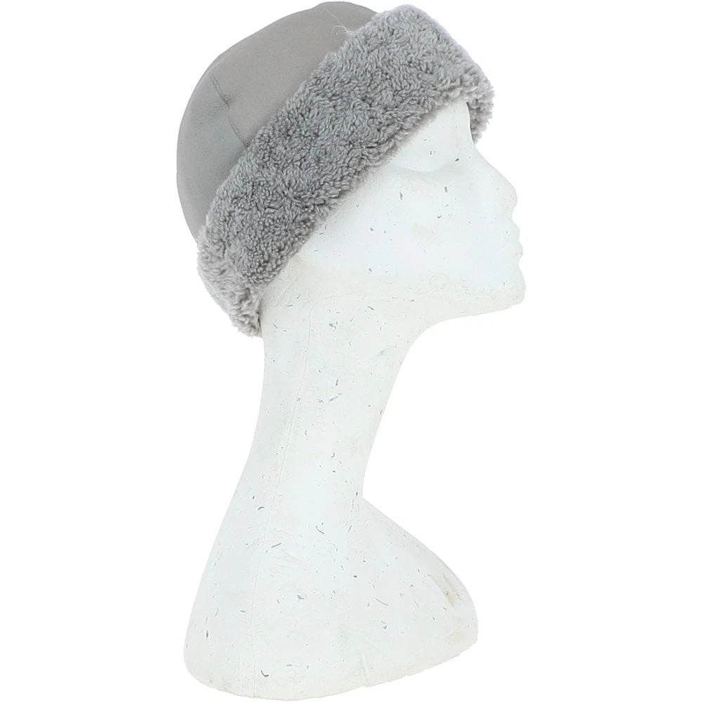 Ladies Luxury Leather And Sheepskin Hat Light Grey: KB-496 - Image 5