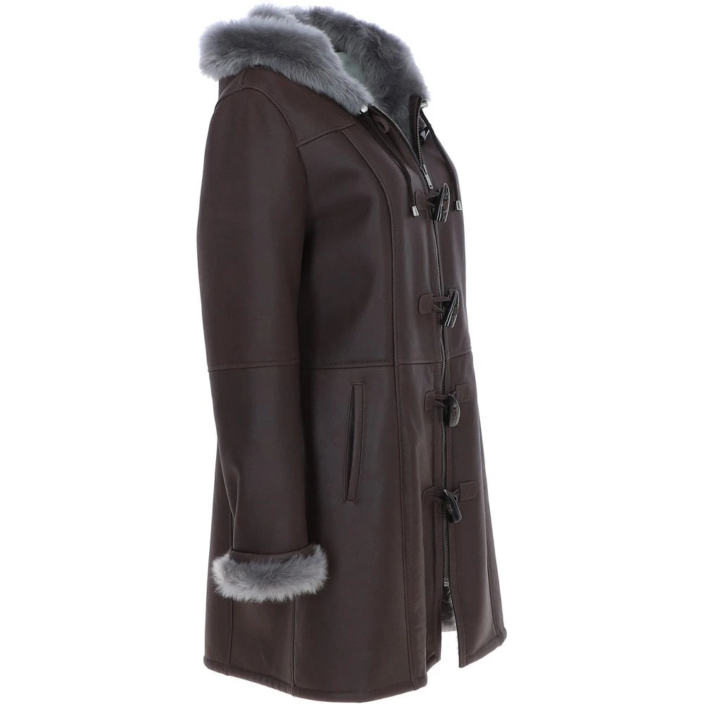 Ladies Sheepskin Duffle Brown: 5928 - Image 4