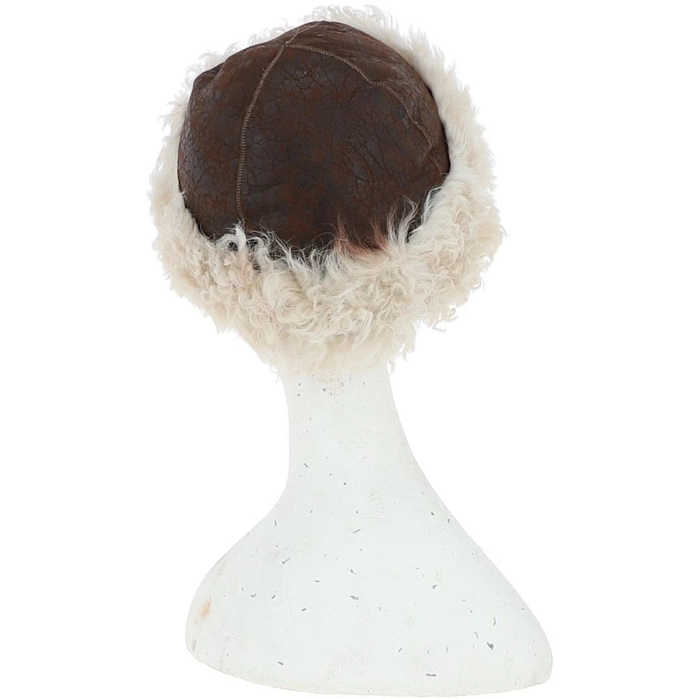 Ladies Vintage Curly Luxury Sheepskin Hat Brown/Cream: LVCSH - Image 2