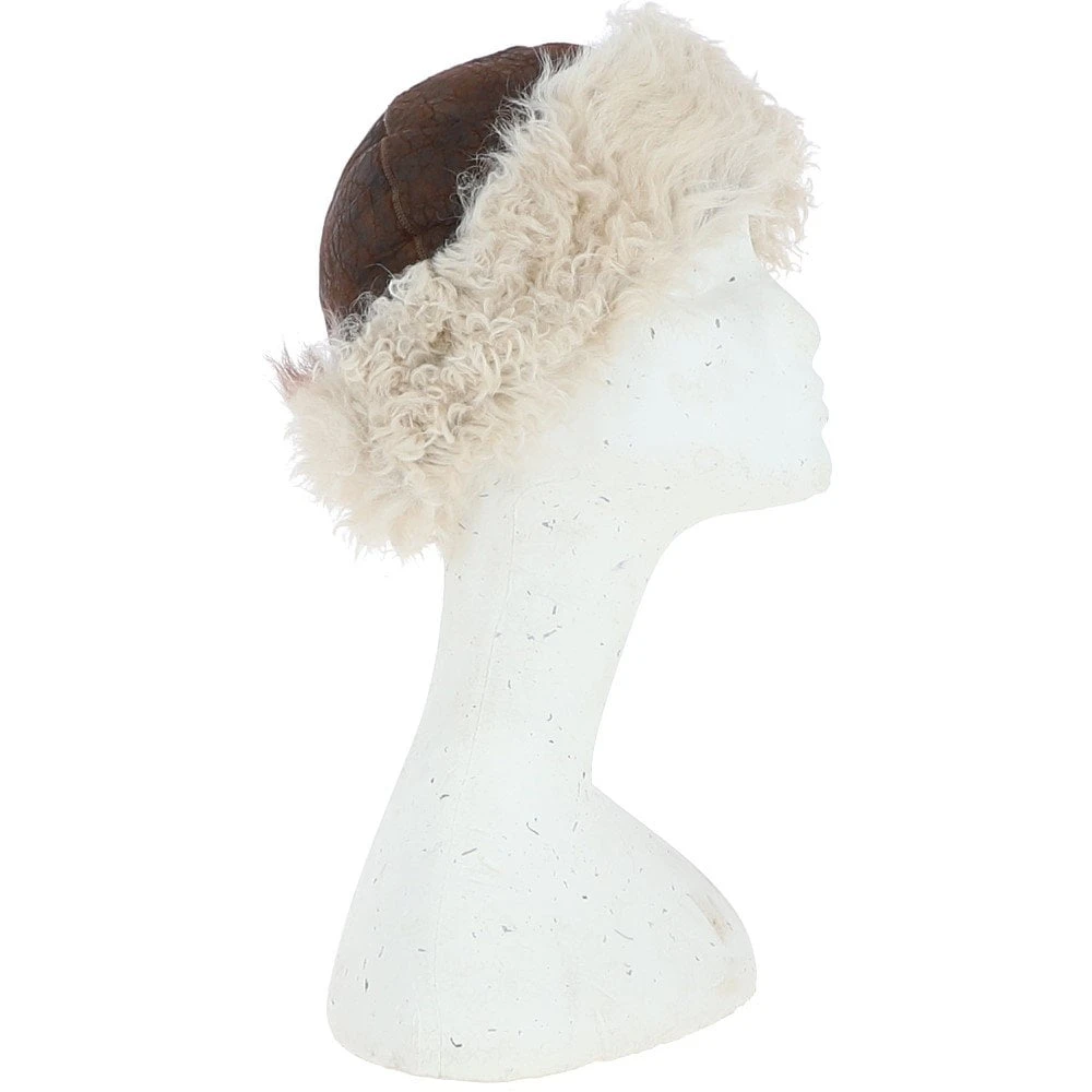 Ladies Vintage Curly Luxury Sheepskin Hat Brown/Cream: LVCSH - Image 5