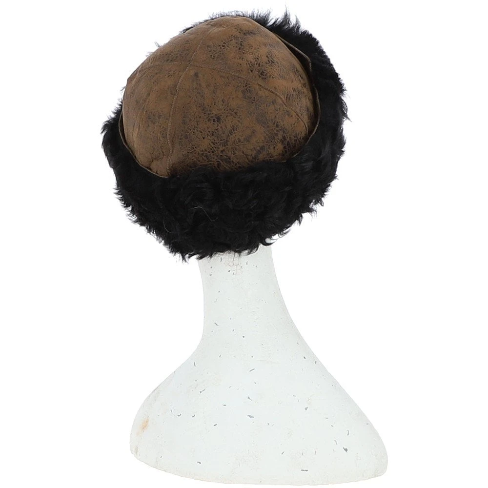 Ladies Vintage Curly Luxury Sheepskin Hat Whisky/ Black: LVCSH - Image 2
