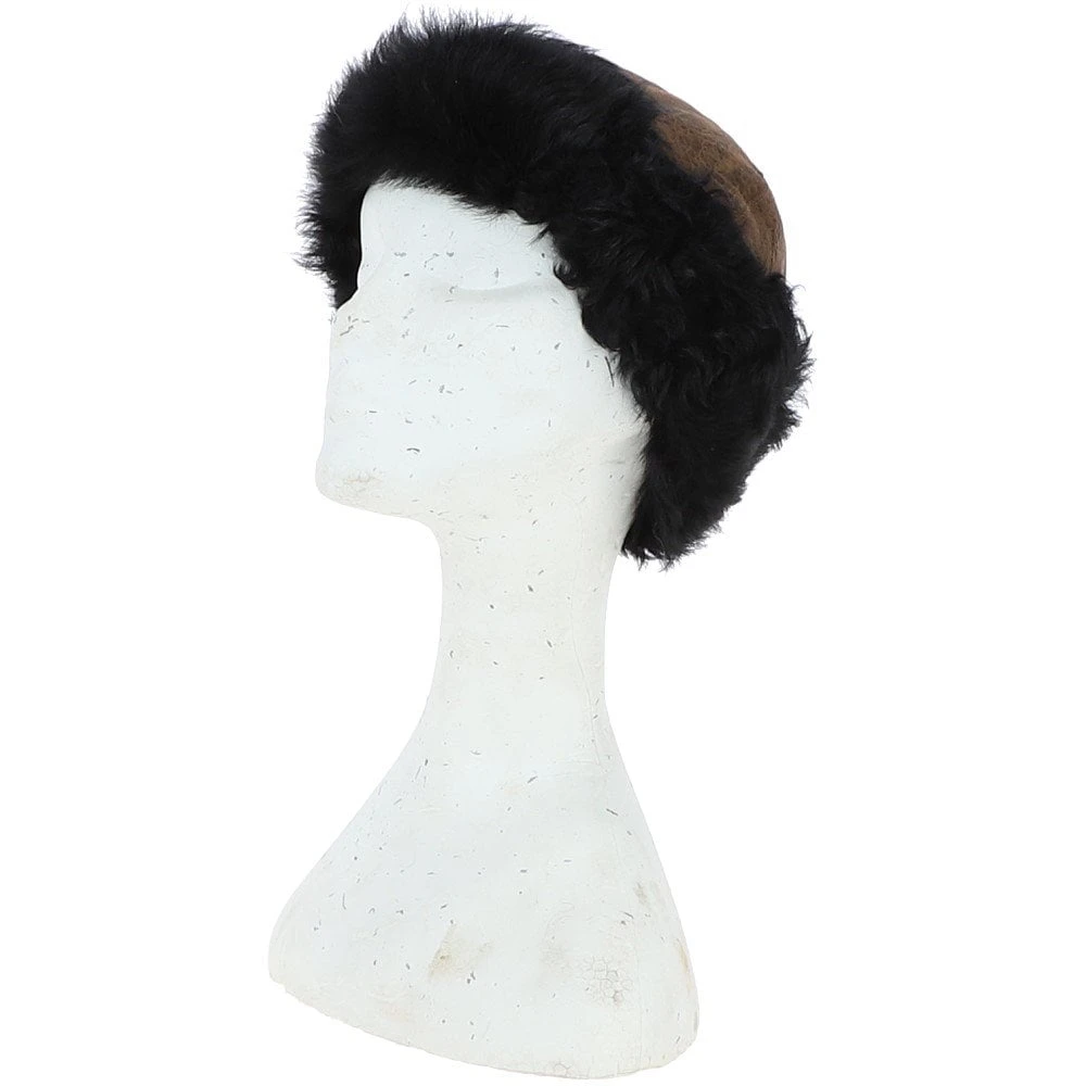 Ladies Vintage Curly Luxury Sheepskin Hat Whisky/ Black: LVCSH - Image 3