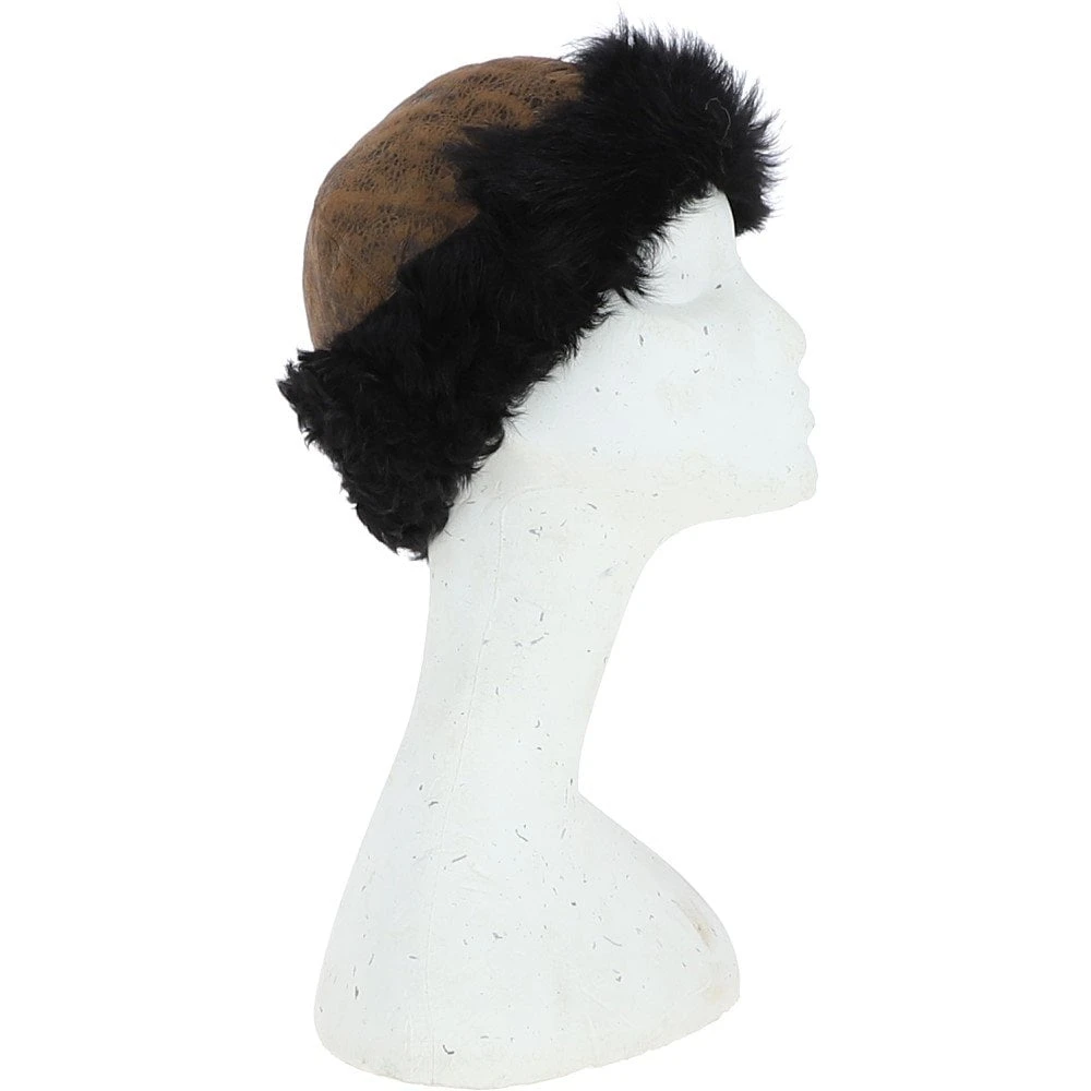 Ladies Vintage Curly Luxury Sheepskin Hat Whisky/ Black: LVCSH - Image 5