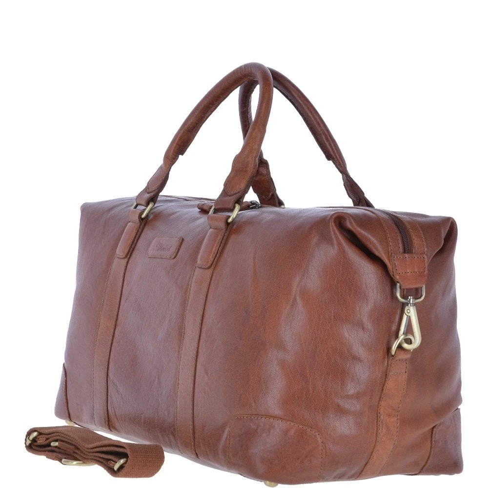 Large Leather Vintage Holdall Tan : G-36 - Image 2