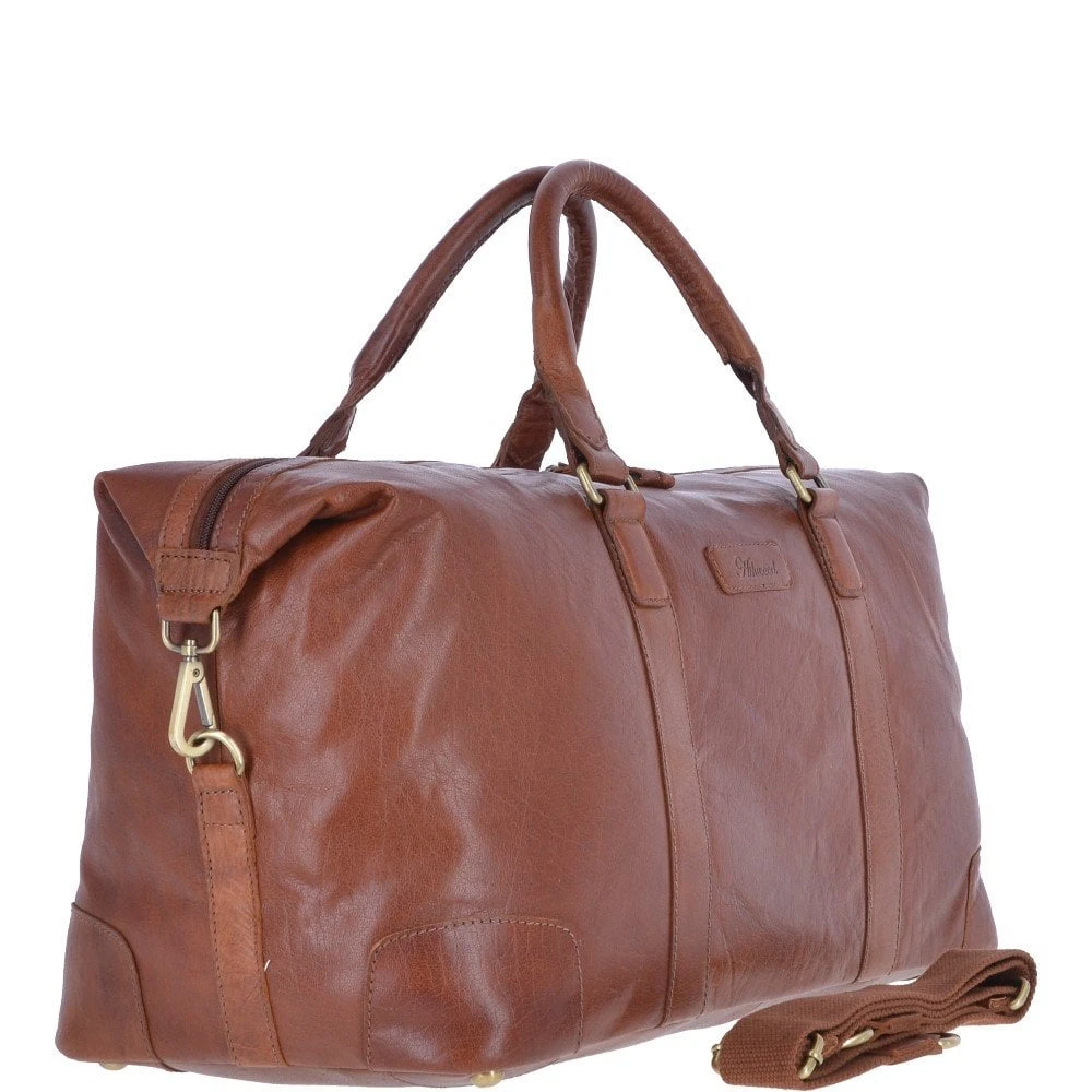 Large Leather Vintage Holdall Tan : G-36 - Image 4
