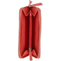 Large Quilted Leather Zip Around Note And Coin Purse Salmon: QLP