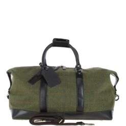 Large Vintage Leather Travel Holdall Tweed: Marcus