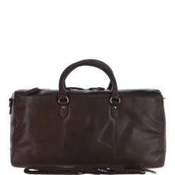 Large Waxy Leather Holdall Brown: W-76