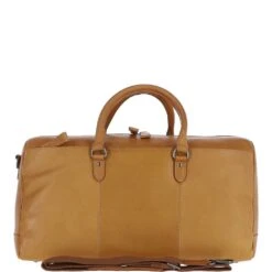 Large Waxy Leather Holdall Cognac: W-76