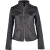 Leather Biker Jacket Black : Aurora