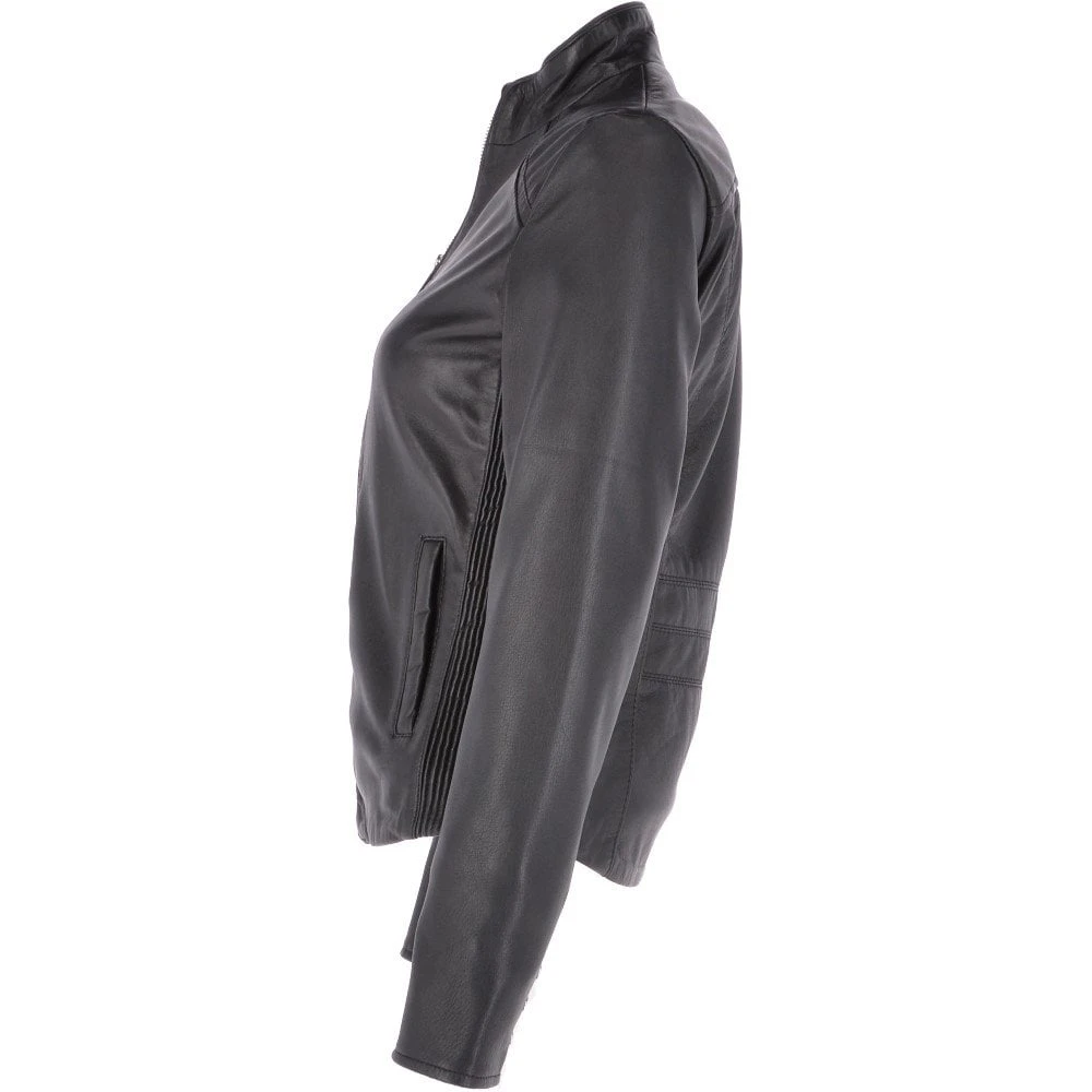 Leather Biker Jacket Black : Aurora - Image 3