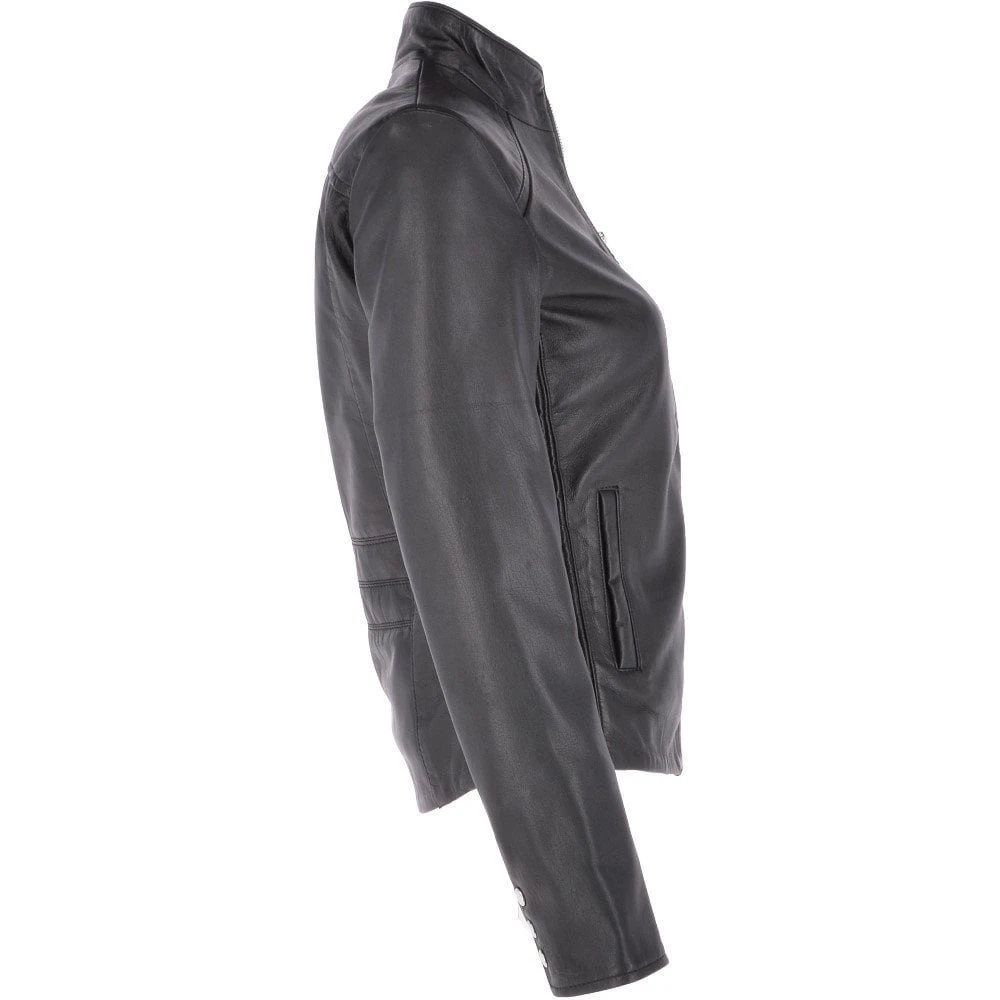 Leather Biker Jacket Black : Aurora - Image 5