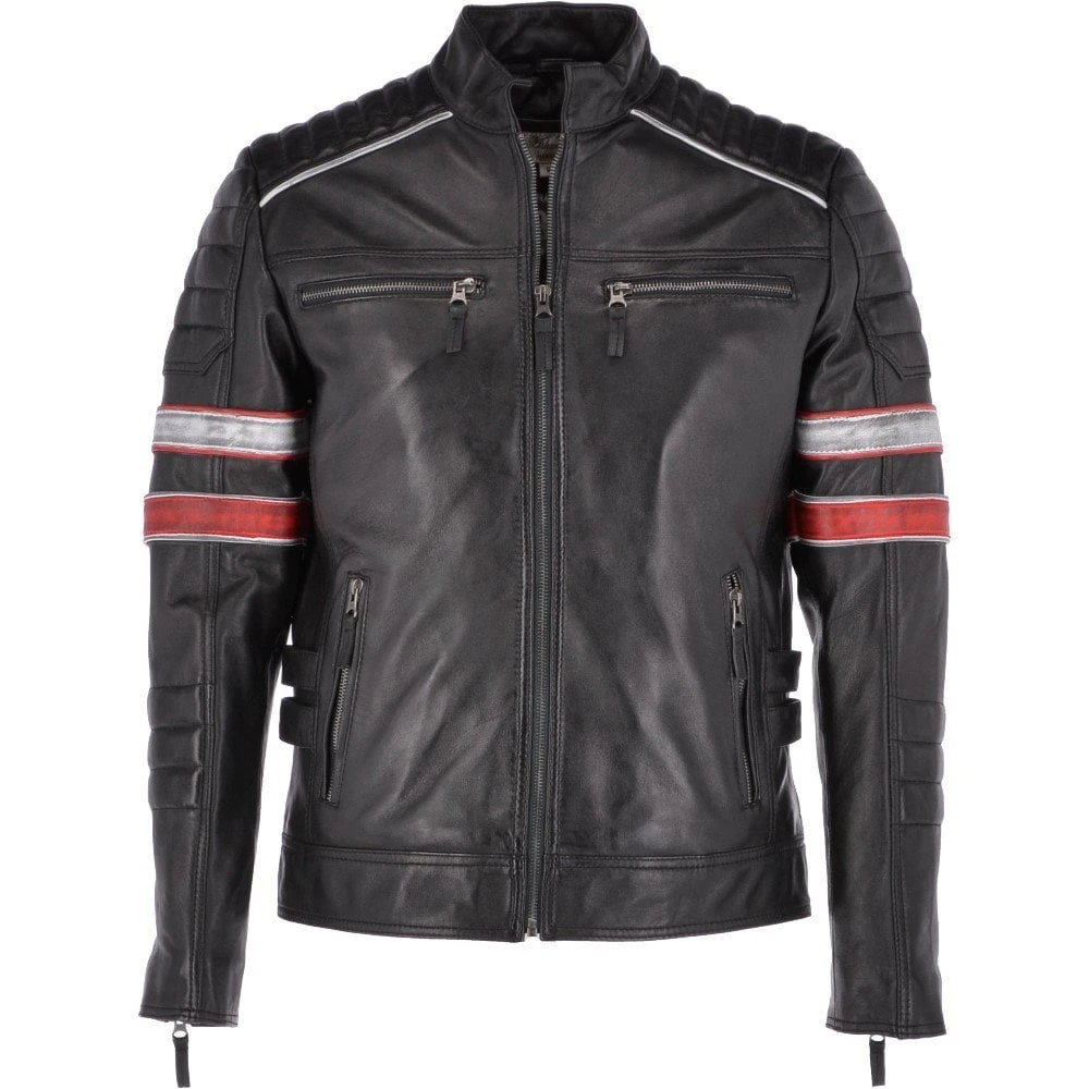 Leather Biker Jacket Black: Brandon