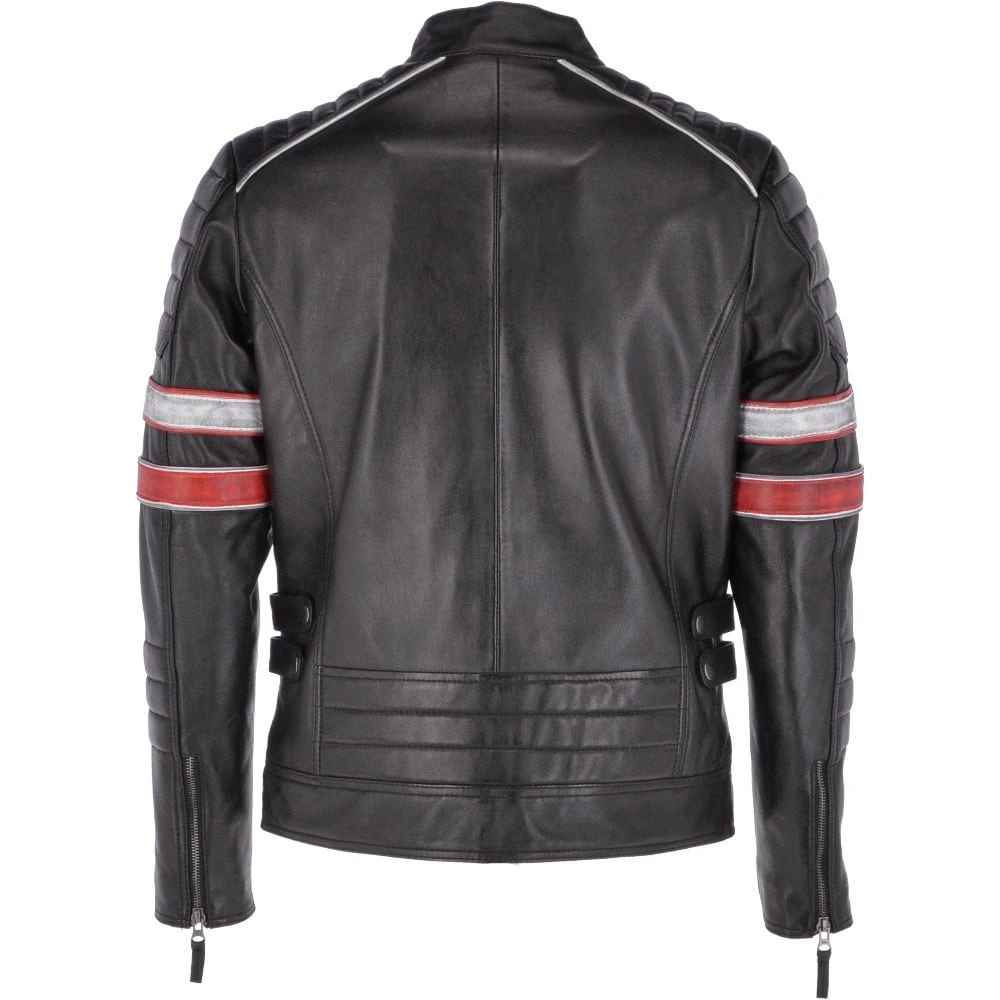 Leather Biker Jacket Black: Brandon - Image 4