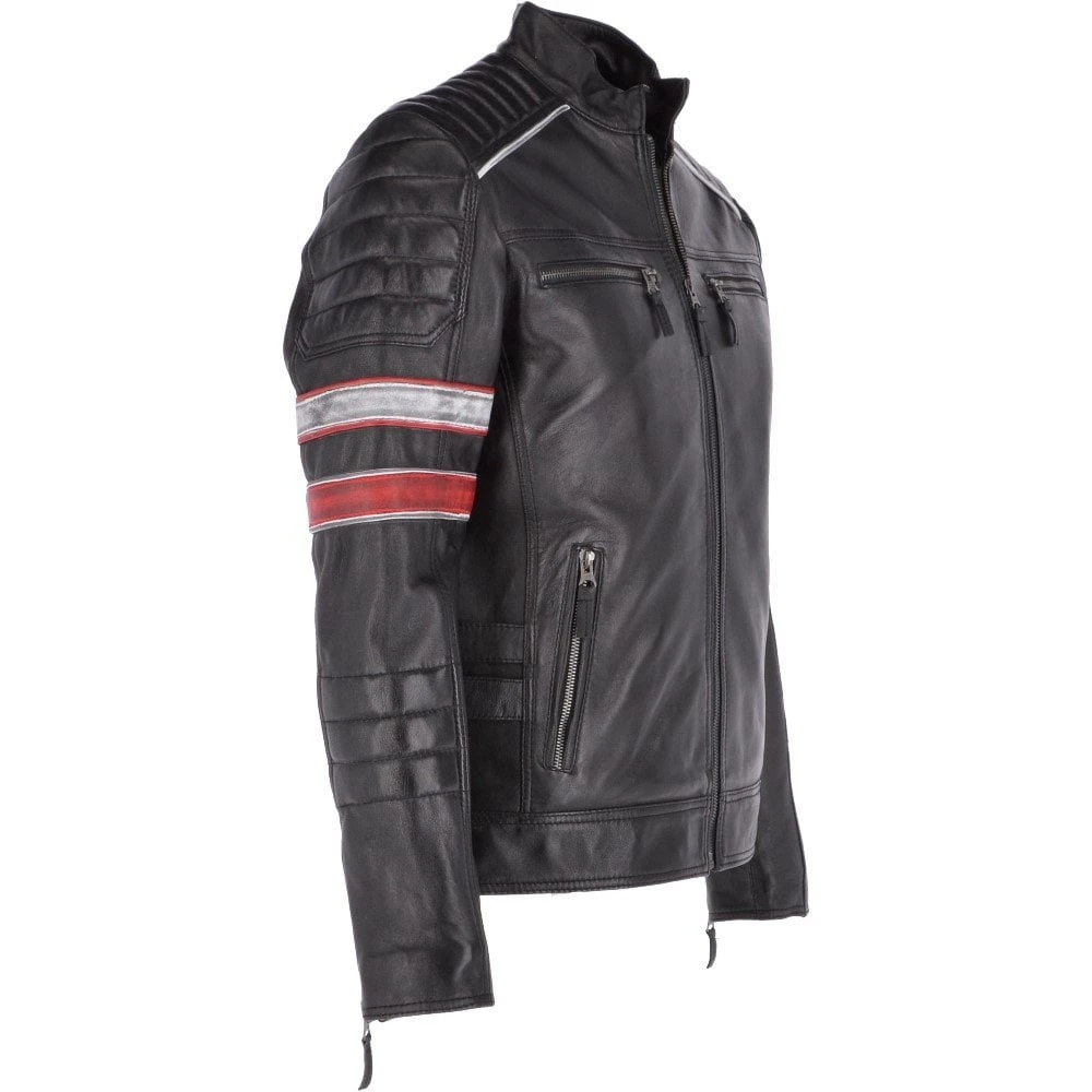 Leather Biker Jacket Black: Brandon - Image 5